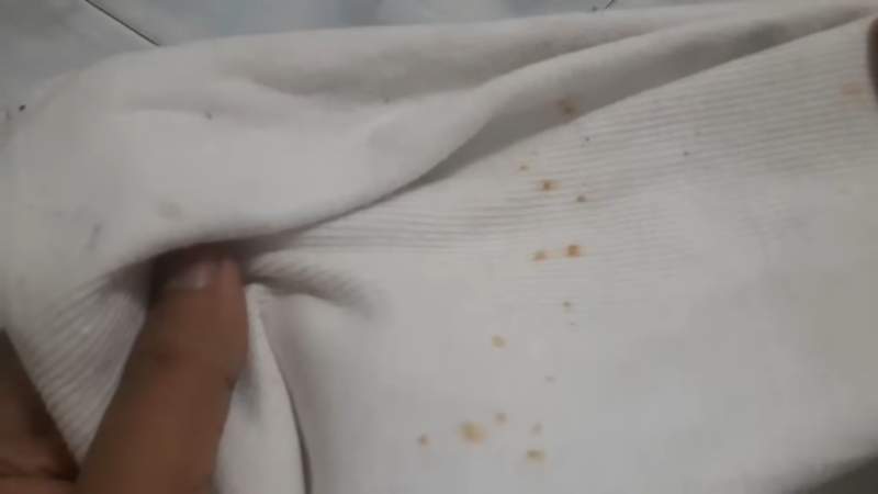 Rust Stains on A White Piece of Clothing